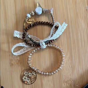 Elegant Brown Beaded Bracelet Set